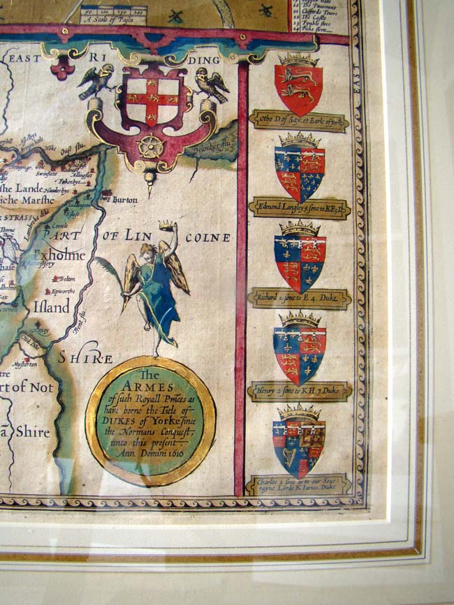 John Speed's 17th century Map of "West Ridinge of Yorkshyre with the Most famous & fair City of Yorke — image 6